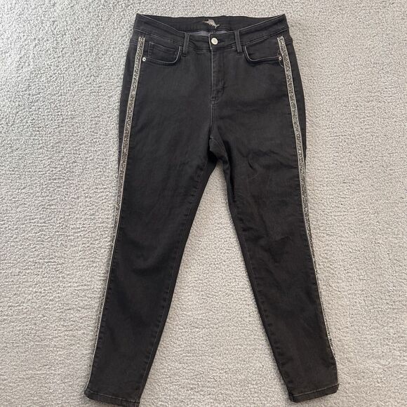 Tommy Bahama Tema Indigo High Rise Sparkle Tux Ankle Jeans Women Dark Wash 12x28 - Picture 1 of 9